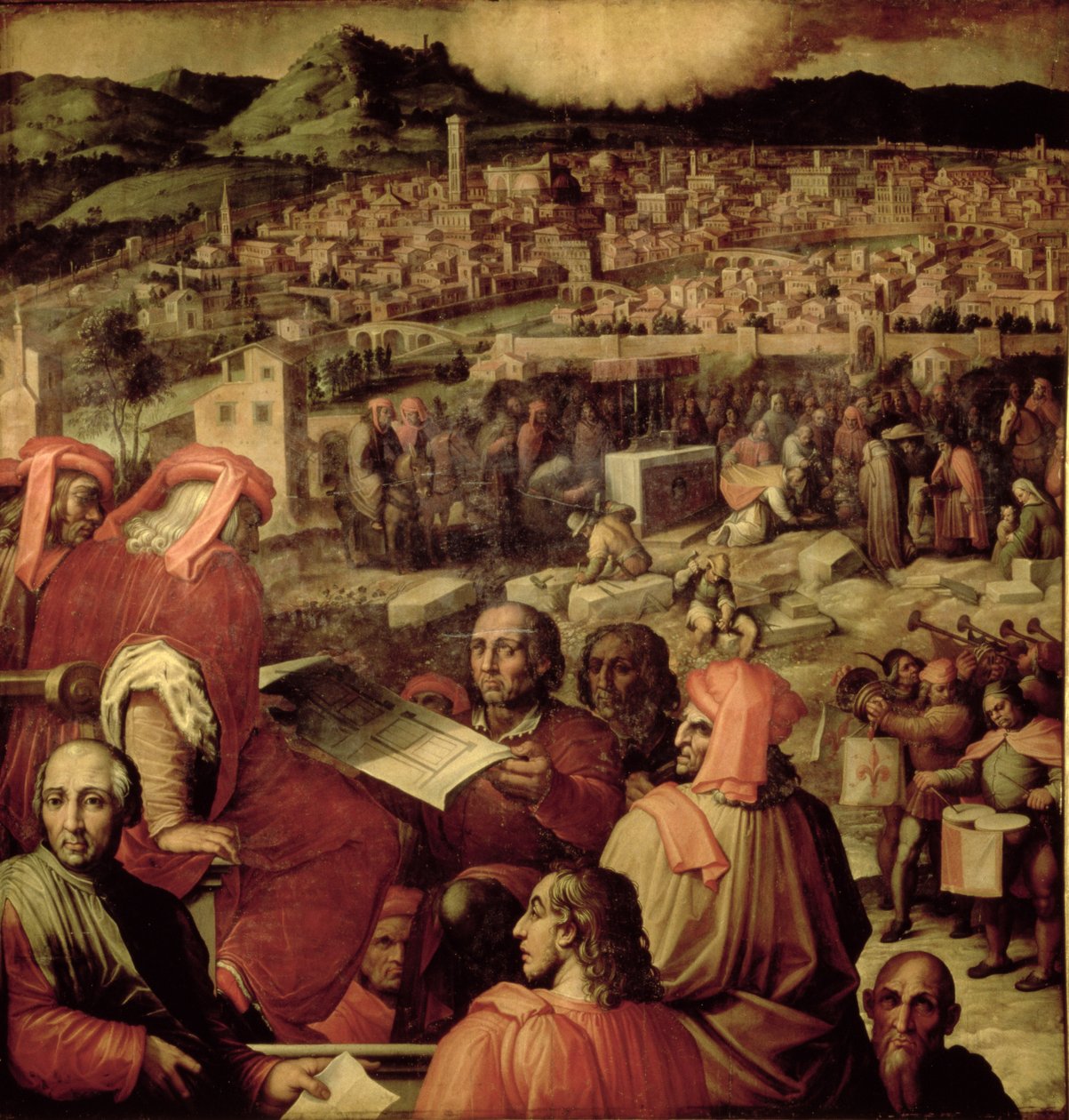 De Uitbreiding van Florence van het plafond van de Salone dei Cinquecento door Giorgio (and workshop) Vasari