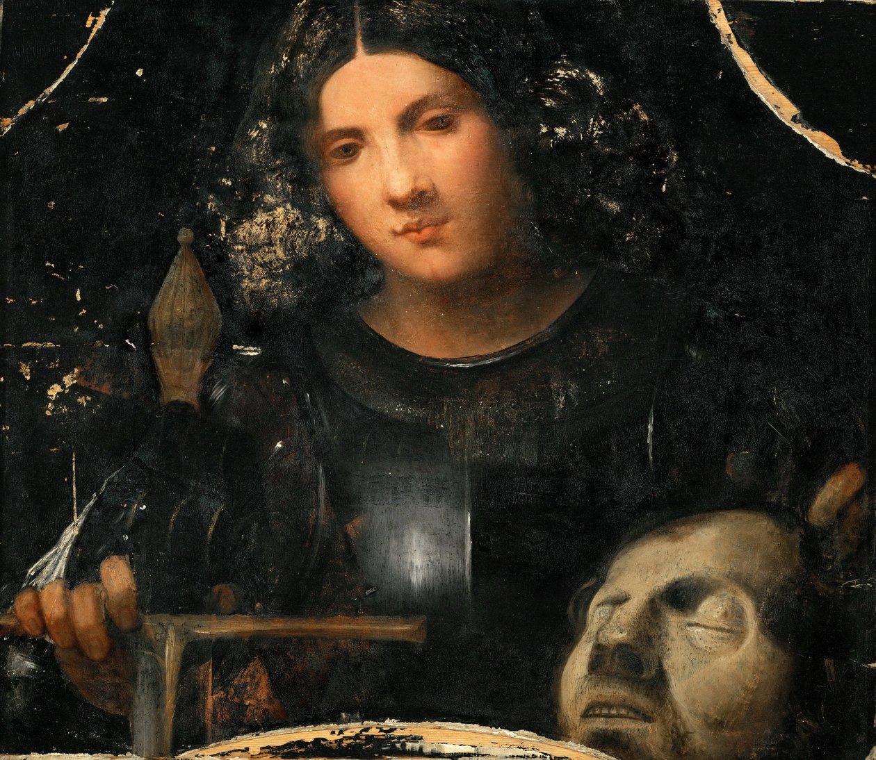 Renaissance: David met het hoofd van Goliath door Giorgione door Giorgio (workshop of) Giorgione