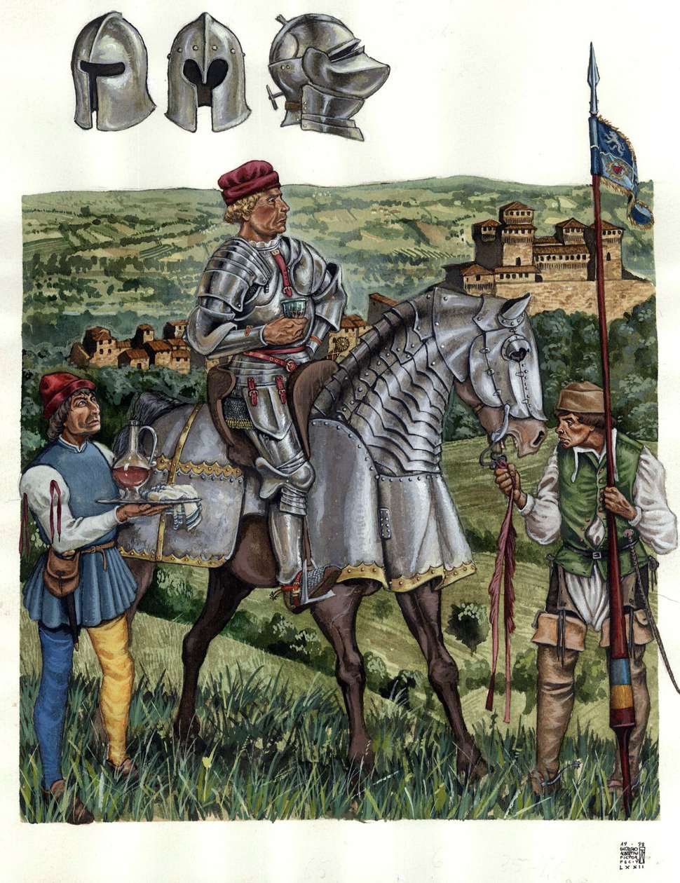 Middeleeuwen: portret van condottiero (condottiere) van Midden-Italië in de 15e eeuw. door Giorgio Albertini
