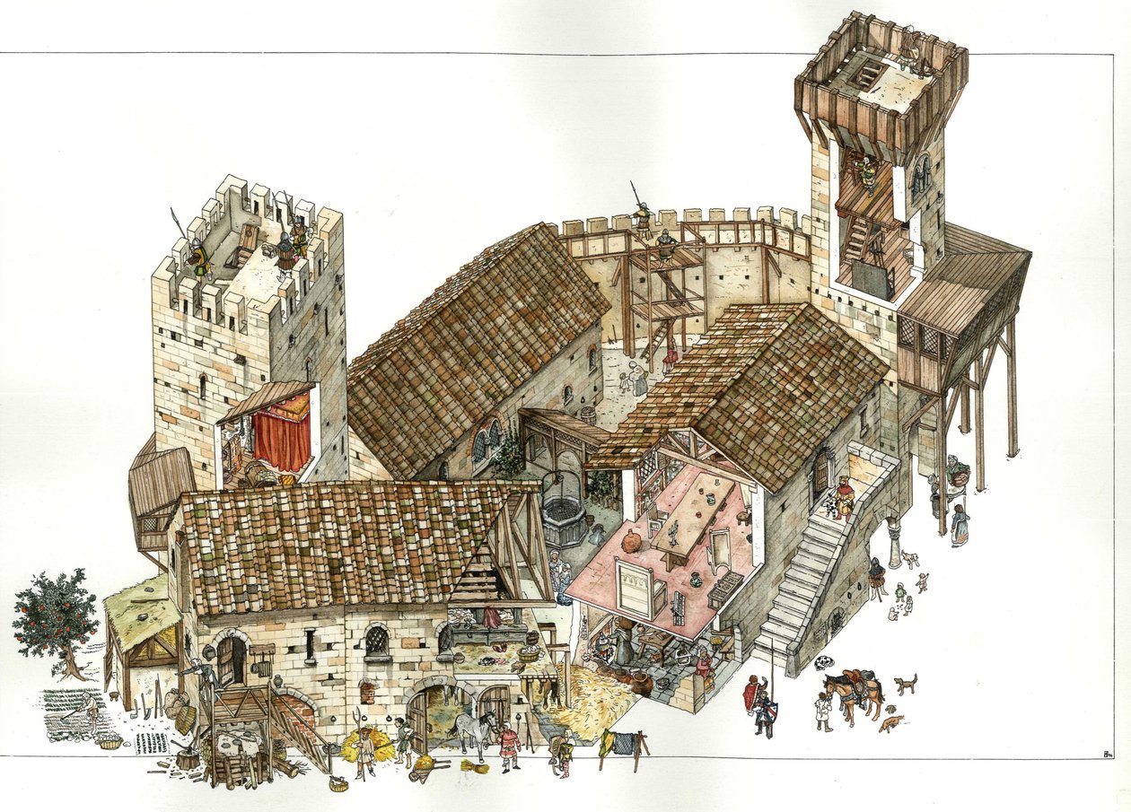 Middeleeuwen: reconstructie van een kasteel uit de centrale regio