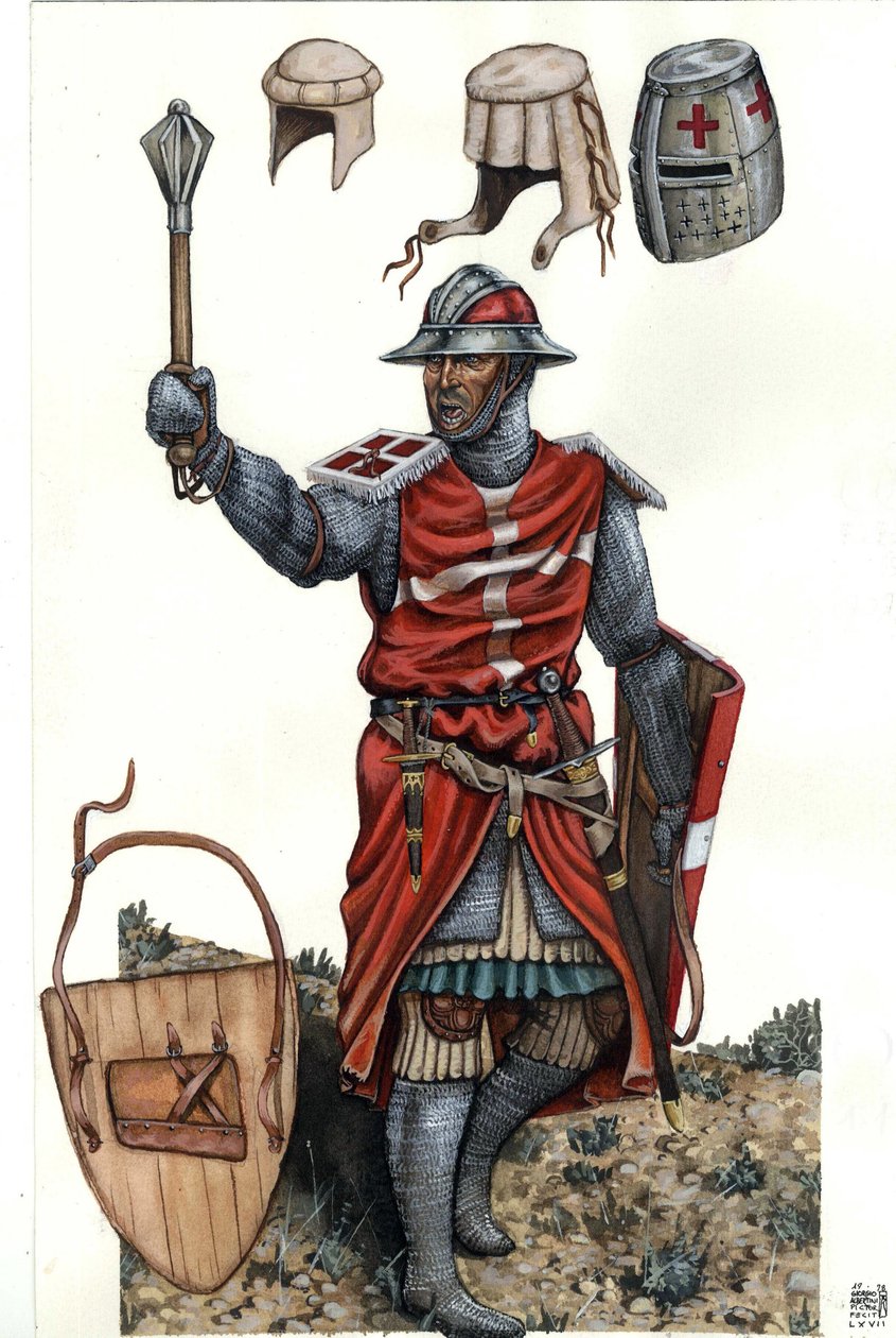 Voorstelling van een sergeant van de Orde van Sint Jan van Jeruzalem (of Orde van het Hospitaal of eenvoudiger de Hospitaalridders) 13e eeuw. door Giorgio Albertini
