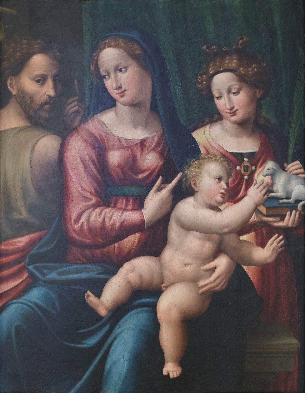 Madonna en Kind, Sint Johannes de Doper en Sint Agnes, c.1530 door Giorgio Gandini del Grano