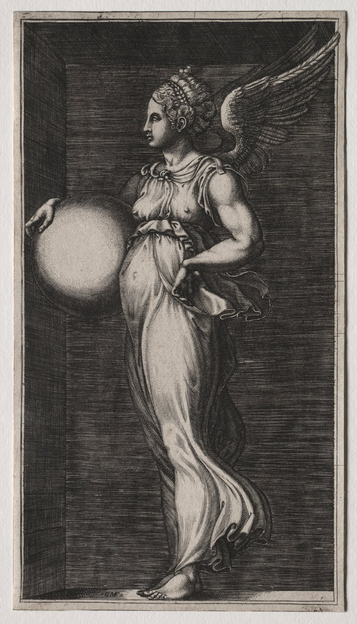 Allegorisch Figuur die een Bol Vasthoudt, midden 1560s door Giorgio Ghisi