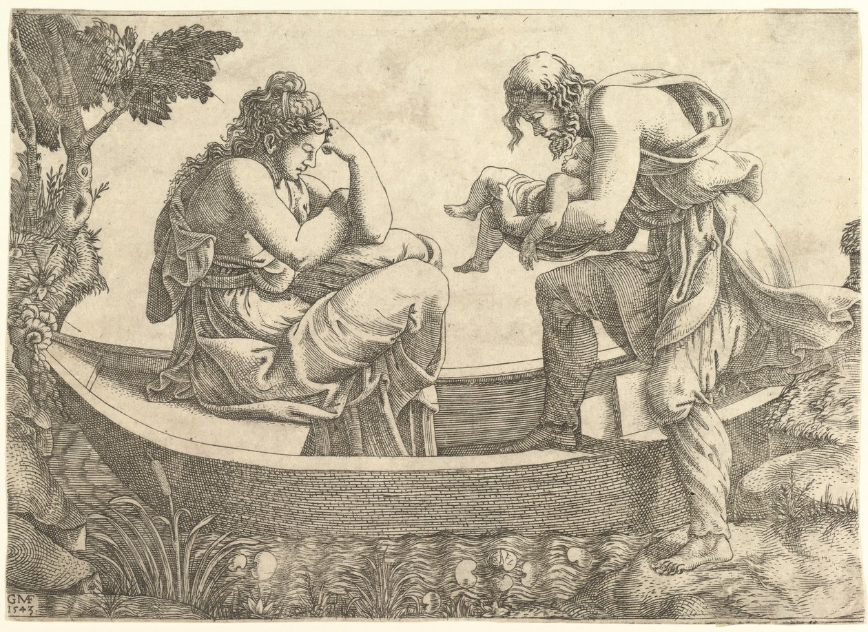 Danaë en de baby Perseus uit zee geworpen door Acrisius, 1543 door Giorgio Ghisi