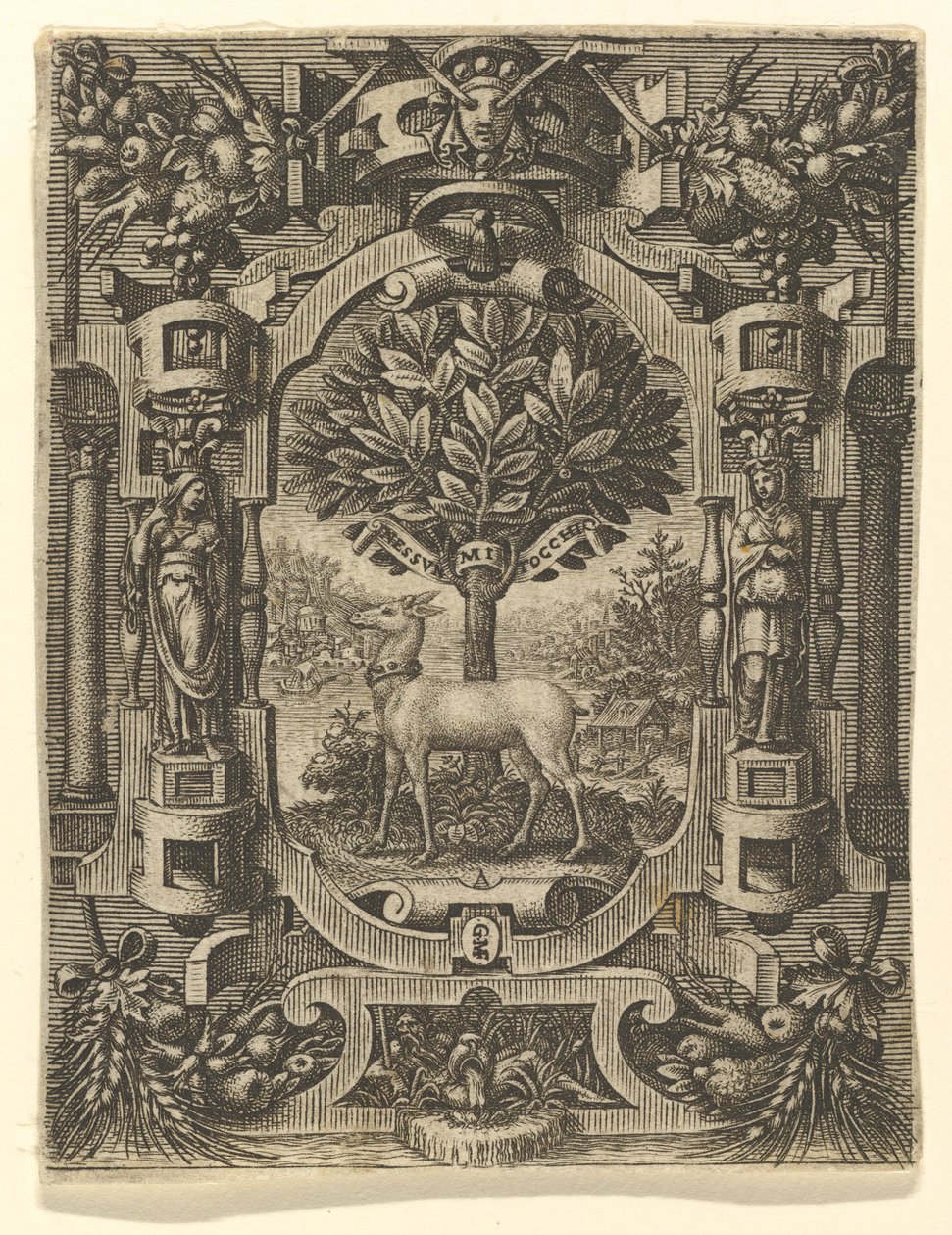 Embleem van Lucrezia Gonzaga, voor 1566 door Giorgio Ghisi