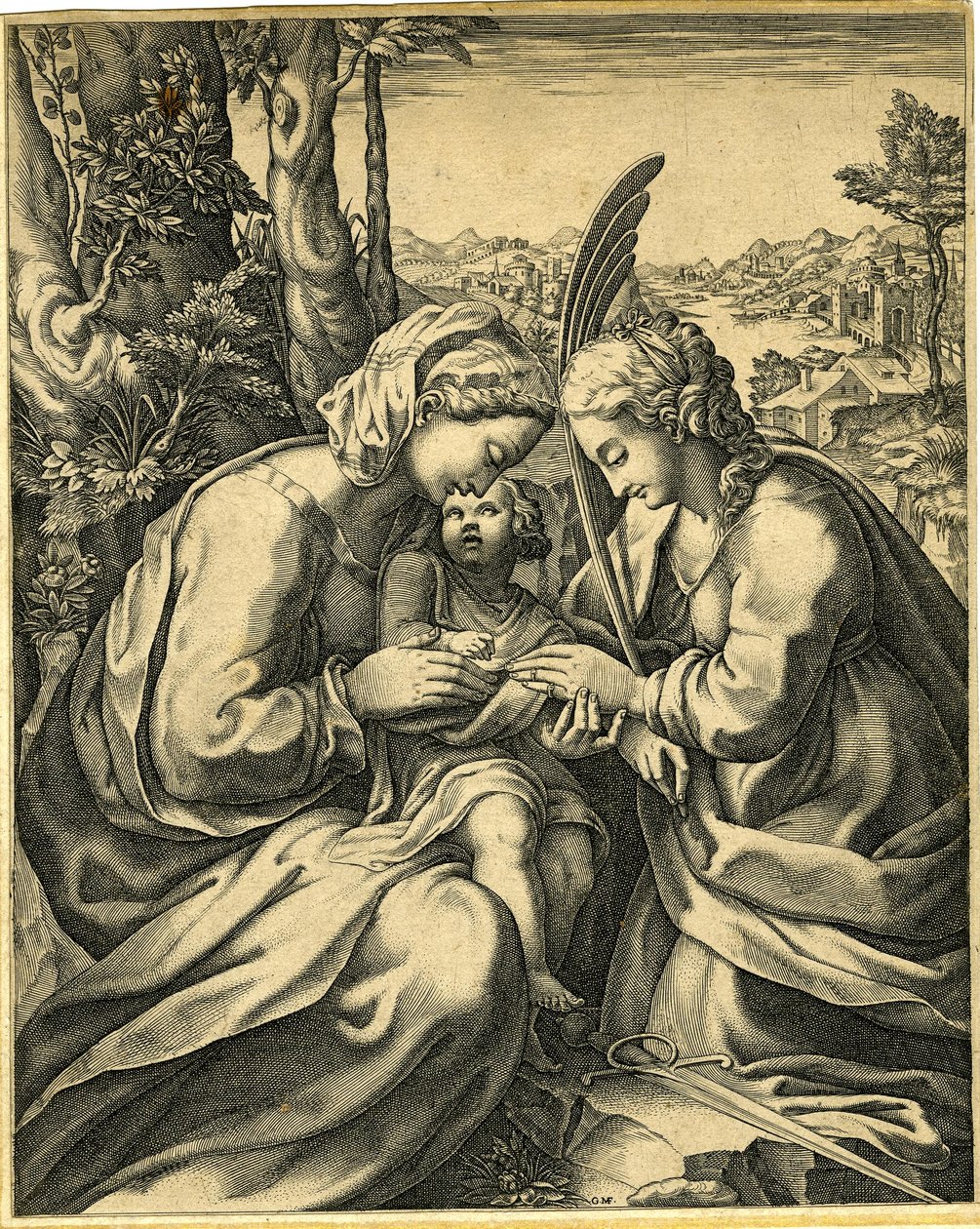 Giorgio Ghisi - Het huwelijk van de heilige Catharina, 1850,0413.130 door Giorgio Ghisi