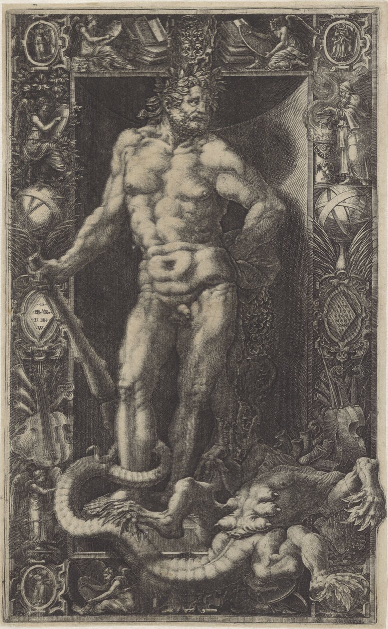 Hercules als overwinnaar van de Hydra van Lerna door Giorgio Ghisi