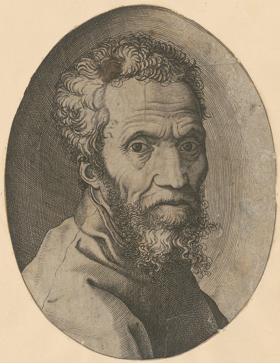 Portret van Michelangelo door Giorgio Ghisi
