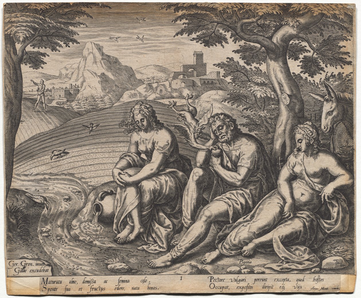 De Gelijkenis van de Zaaier en het Zaad: Het Zaad dat langs de Weg Valt (naar Gerard Van Groeningen, actief Antwerpen 1563-1573) door Giorgio Ghisi