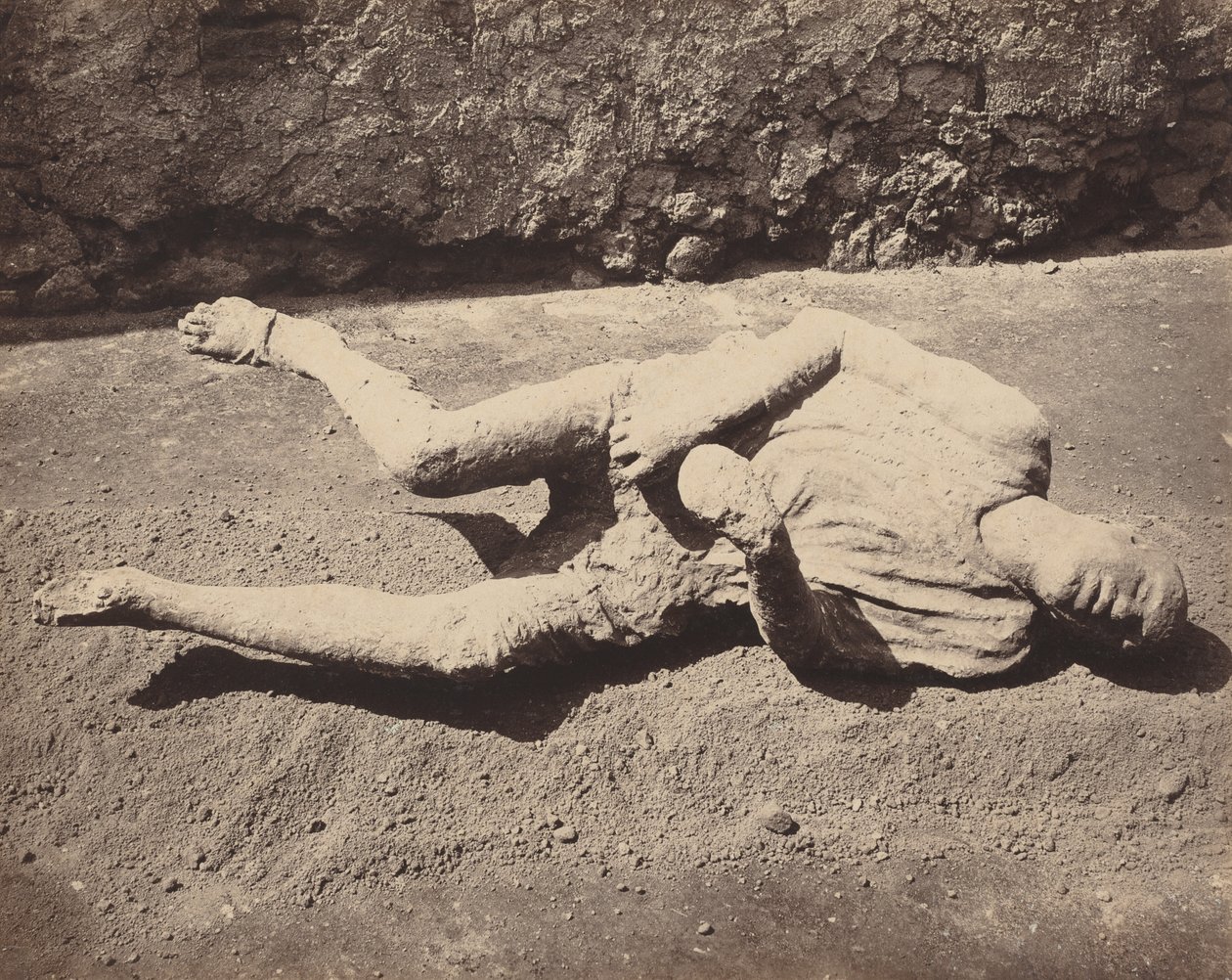 Menselijk afgietsel, Pompeii,1873 (foto) door Giorgio Sommer