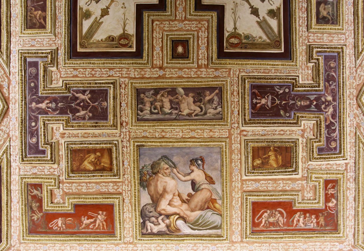 (detail) Ceres voedt Triptolemus, plafond van Altoviti, 1553 door Giorgio Vasari