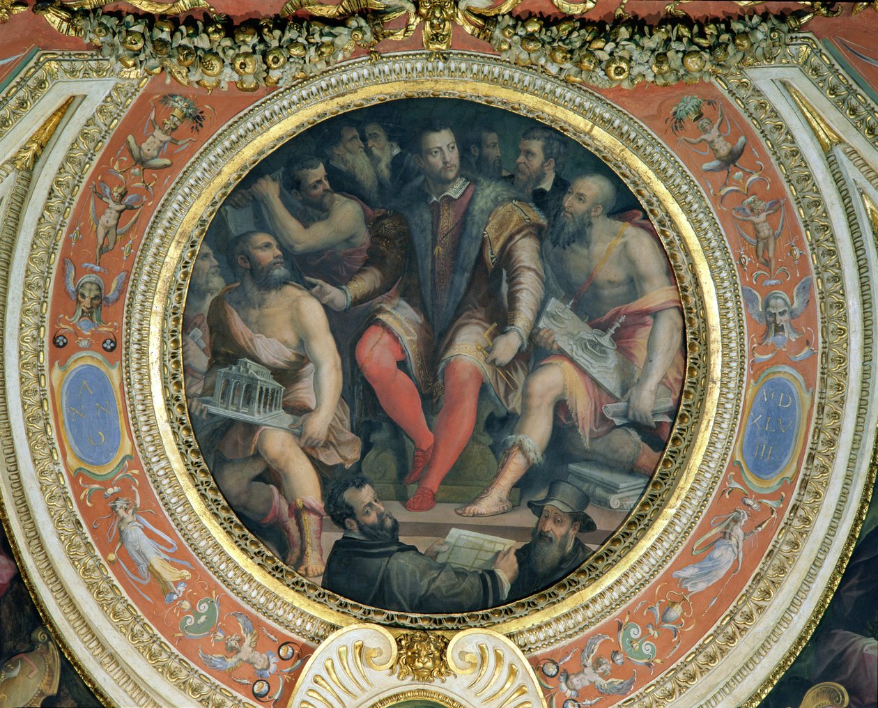 Cosimo I en zijn kunstenaars, uit de Sala di Cosimo I door Giorgio Vasari
