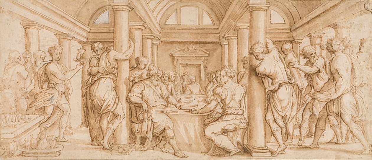 Bruiloftsmaal van Esther en Ahasverus door Giorgio Vasari