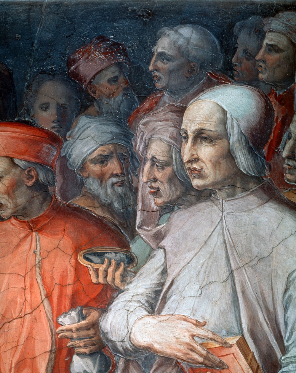 Marsilio Ficino geflankeerd door Paolo del Pozzo Toscanelli, detail door Giorgio Vasari