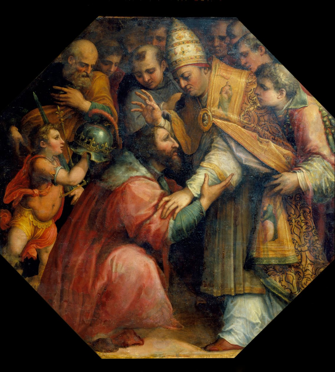 Ontmoeting van Francois I en Leon X in Bologna (Concordaat van Bologna in 1517), ca. 1558-62 door Giorgio Vasari