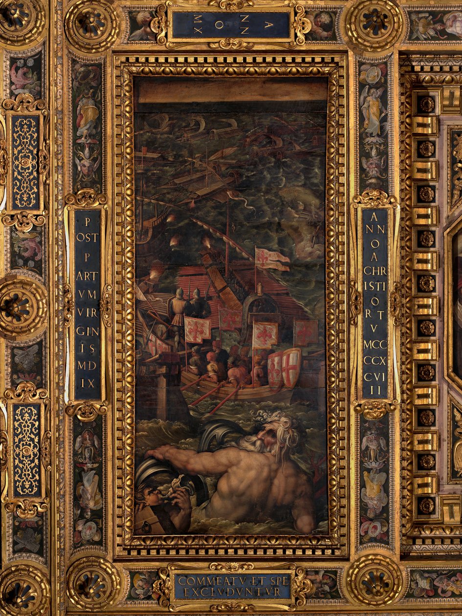 Zeeslag tussen Florentijnen en Pisanen door Giorgio Vasari