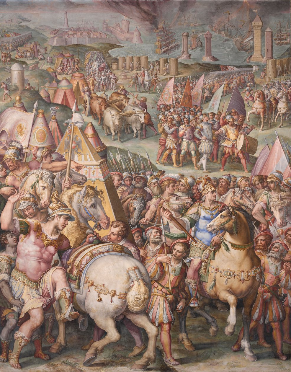 De keizer Maximiliaan heft het beleg van Livorno op, 1568-1571 door Giorgio Vasari