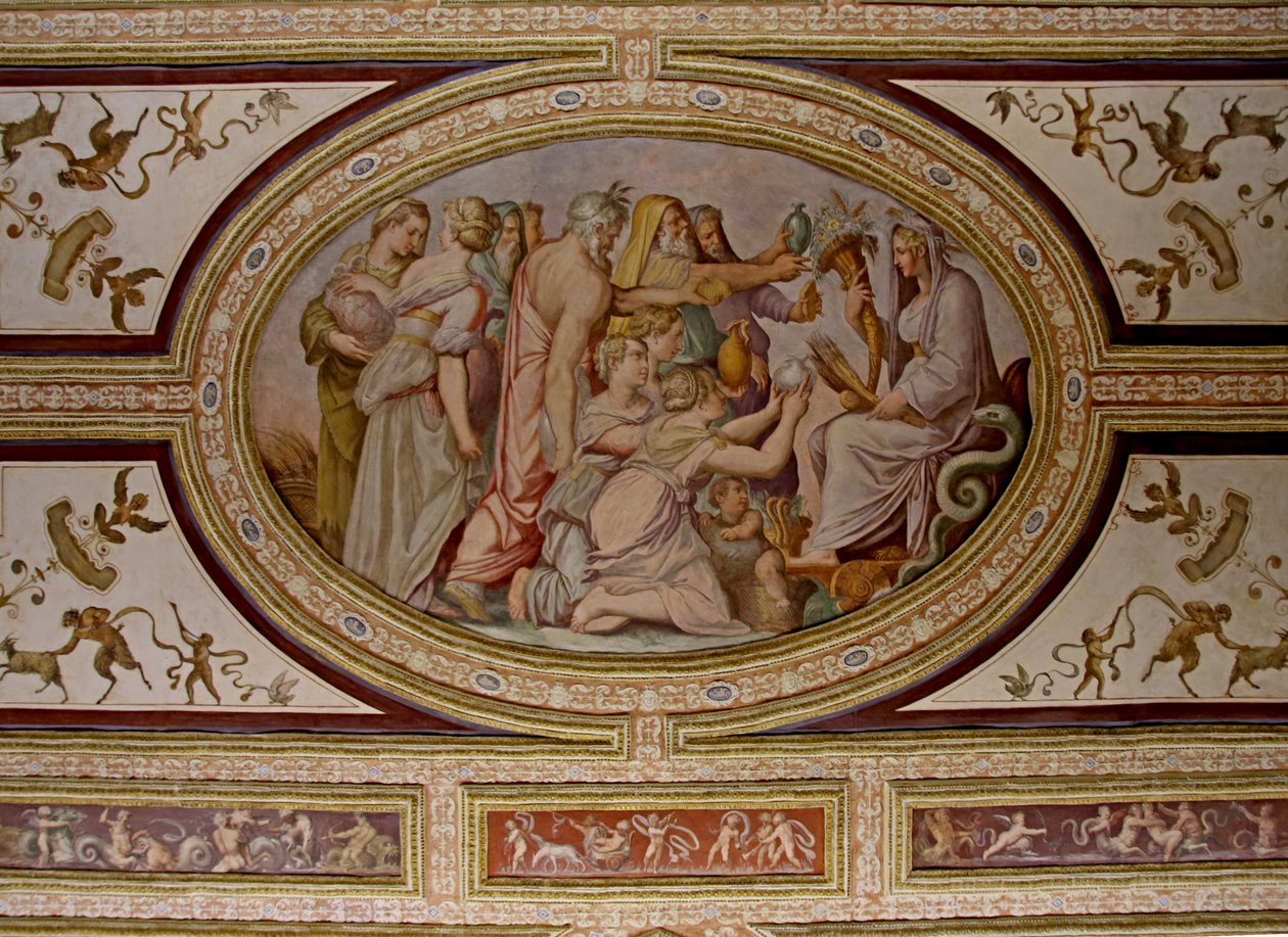 (detail) De mythe van Ceres, plafond van Altoviti, 1553 door Giorgio Vasari