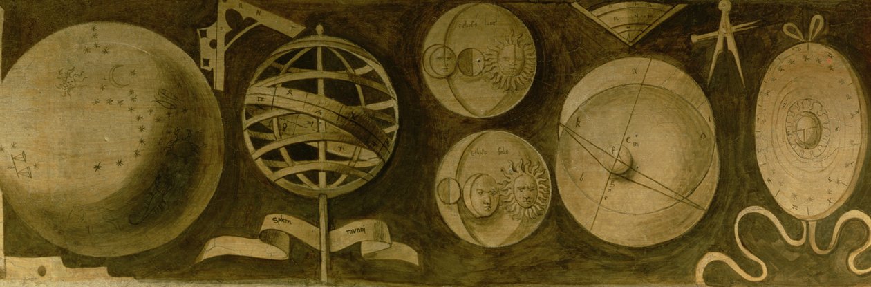 Astrologie: Verschillende instrumenten en diagrammen door Giorgione da Castelfranco