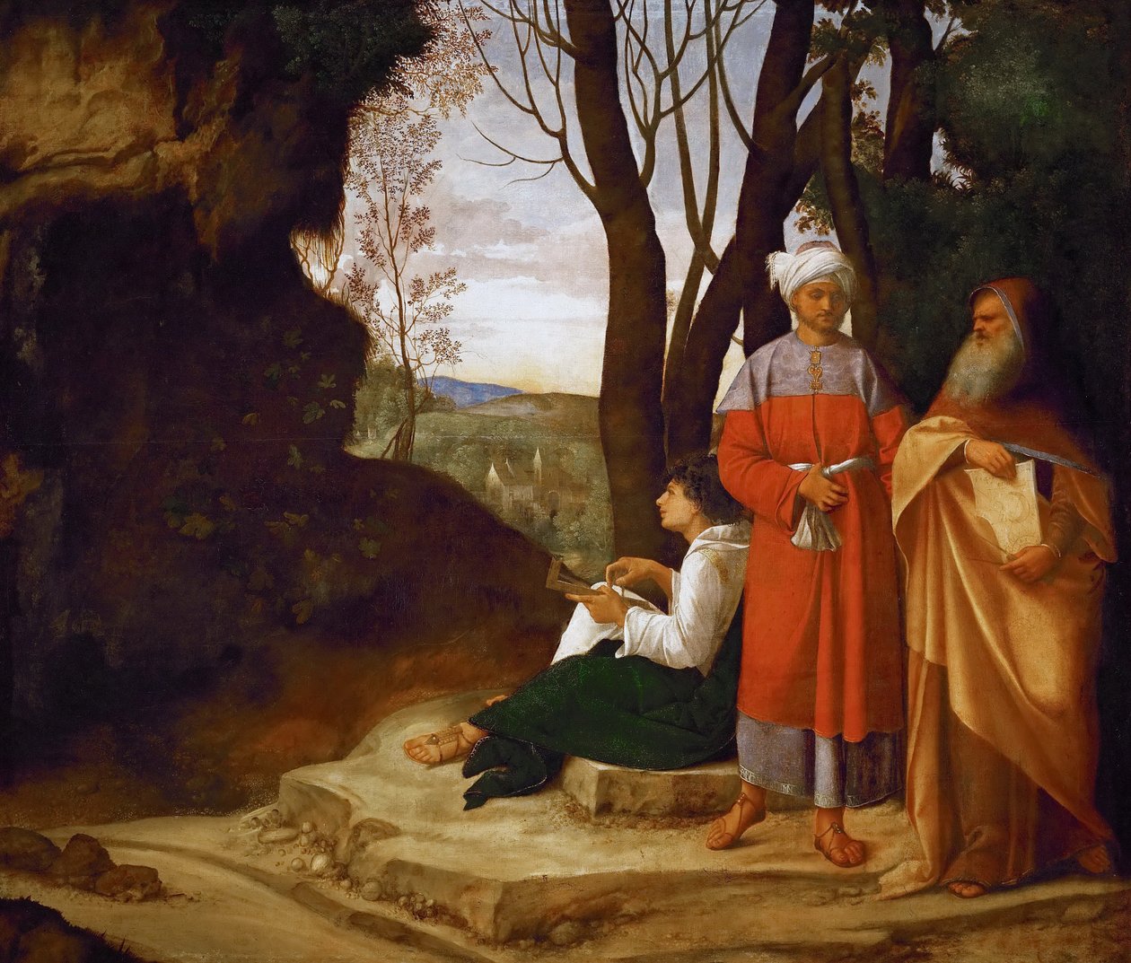 Drie filosofen door Giorgione