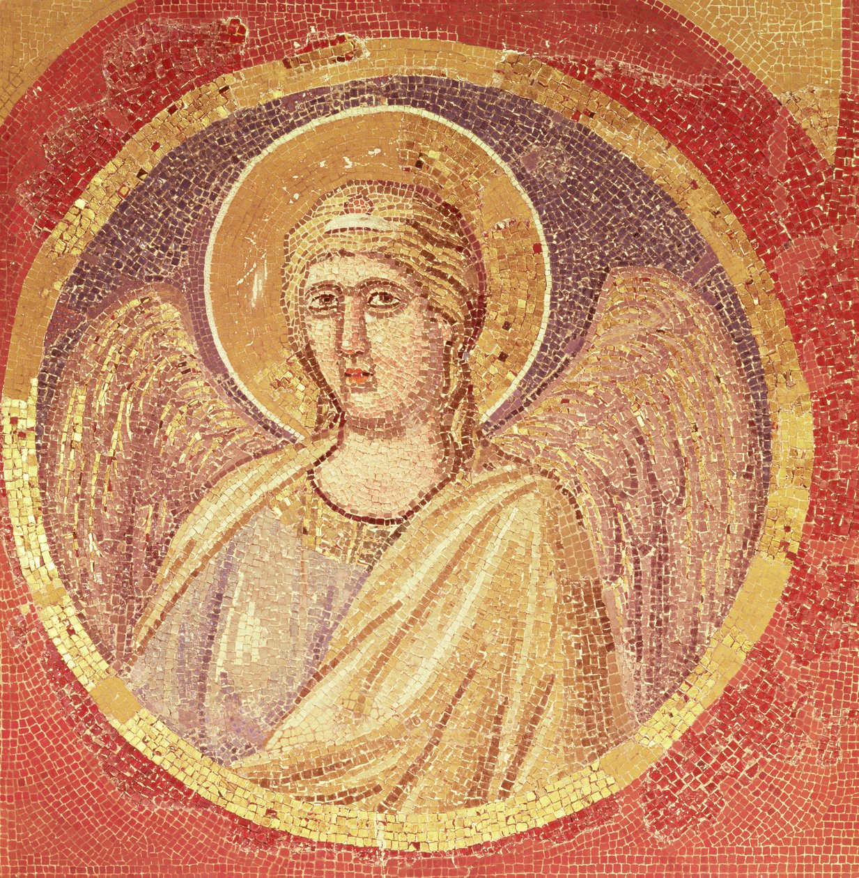 Detail van een engel uit de Navicella, het Schip van de Kerk, ca. 1300 door Giotto di Bondone