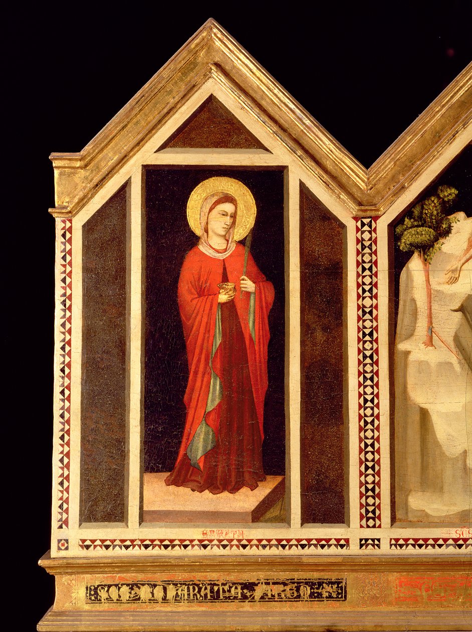 Vrouwelijke heilige van het St. Reparata Polyptiek (achterkant van het meest rechtse paneel) door Giotto di Bondone