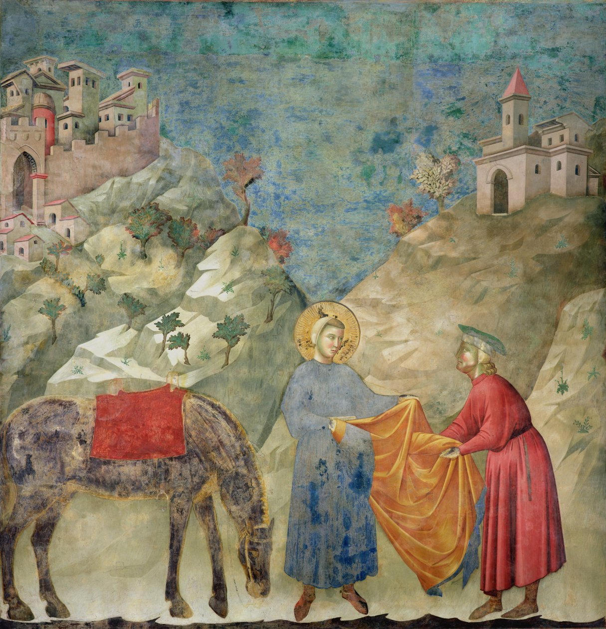 St. Franciscus Geeft zijn Jas aan een Vreemdeling, 1296-97 door Giotto di Bondone