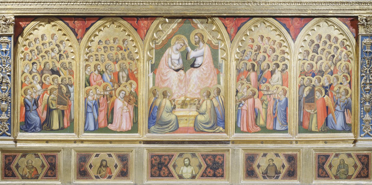 Italië, Florence, Basiliek van het Heilige Kruis, Bandini Baroncelli-kapel, Kroning van de Maagd door Giotto (c.1266 1337)