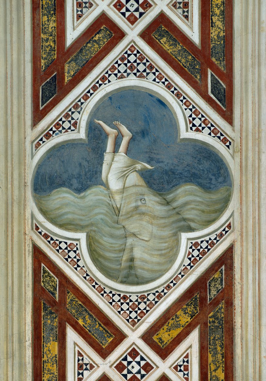 Jona wordt opgeslokt door de walvis (detail) door Giotto (c.1266 1337)