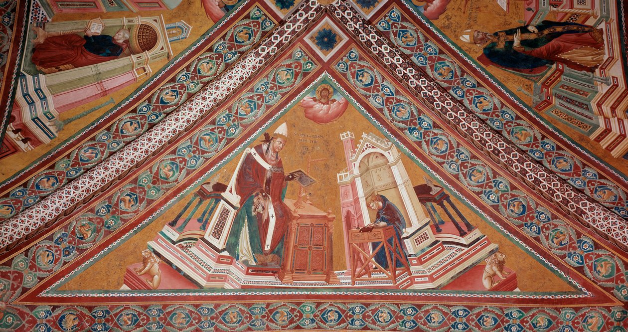 De Doktoren van de Kerk: Paus Gregorius I de Grote (fresco) door Giotto (c.1266 1337)