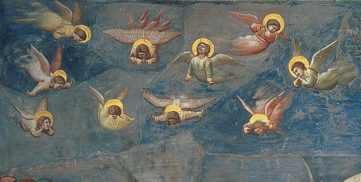 Detail van putti uit De Bewening van Christus door Giotto di Bondone