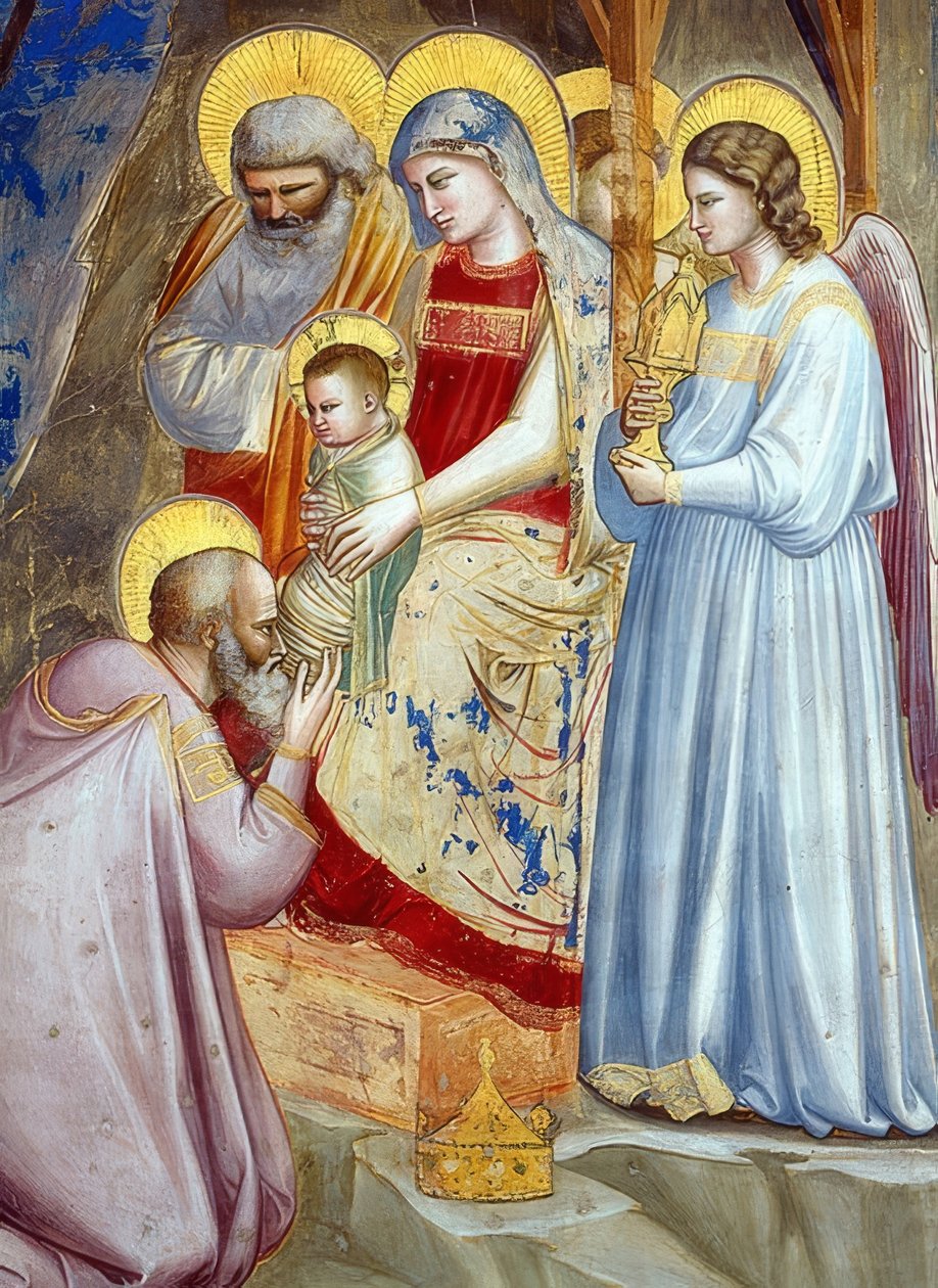 De aanbidding der koningen (detail) door Giotto di Bondone