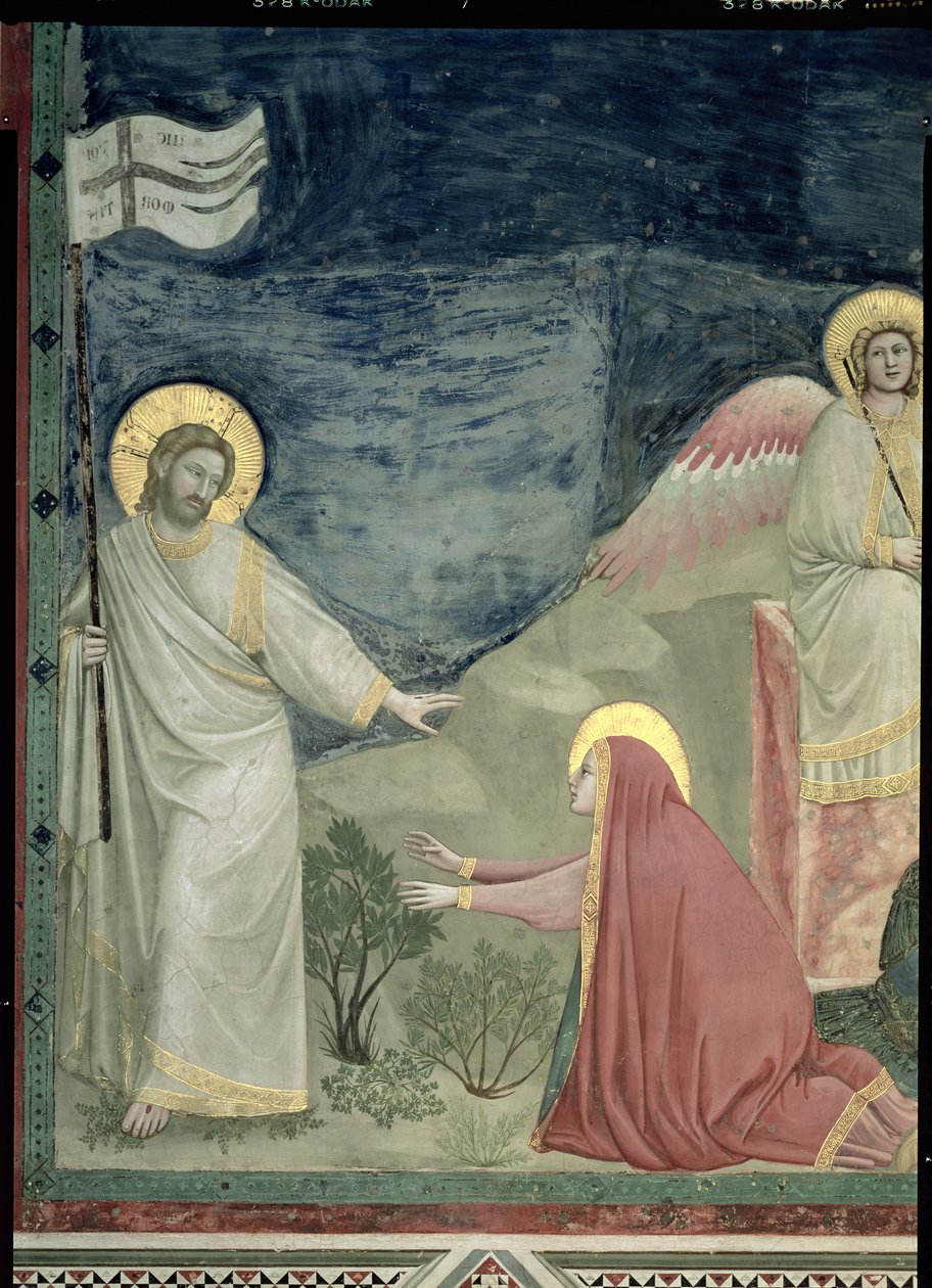 Noli me Tangere, detail van Christus en Maria Magdalena, ca. 1305 door Giotto di Bondone