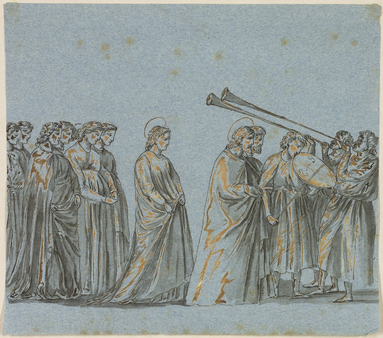 Huwelijksprocessie van Maria en Jozef door Giotto di Bondone