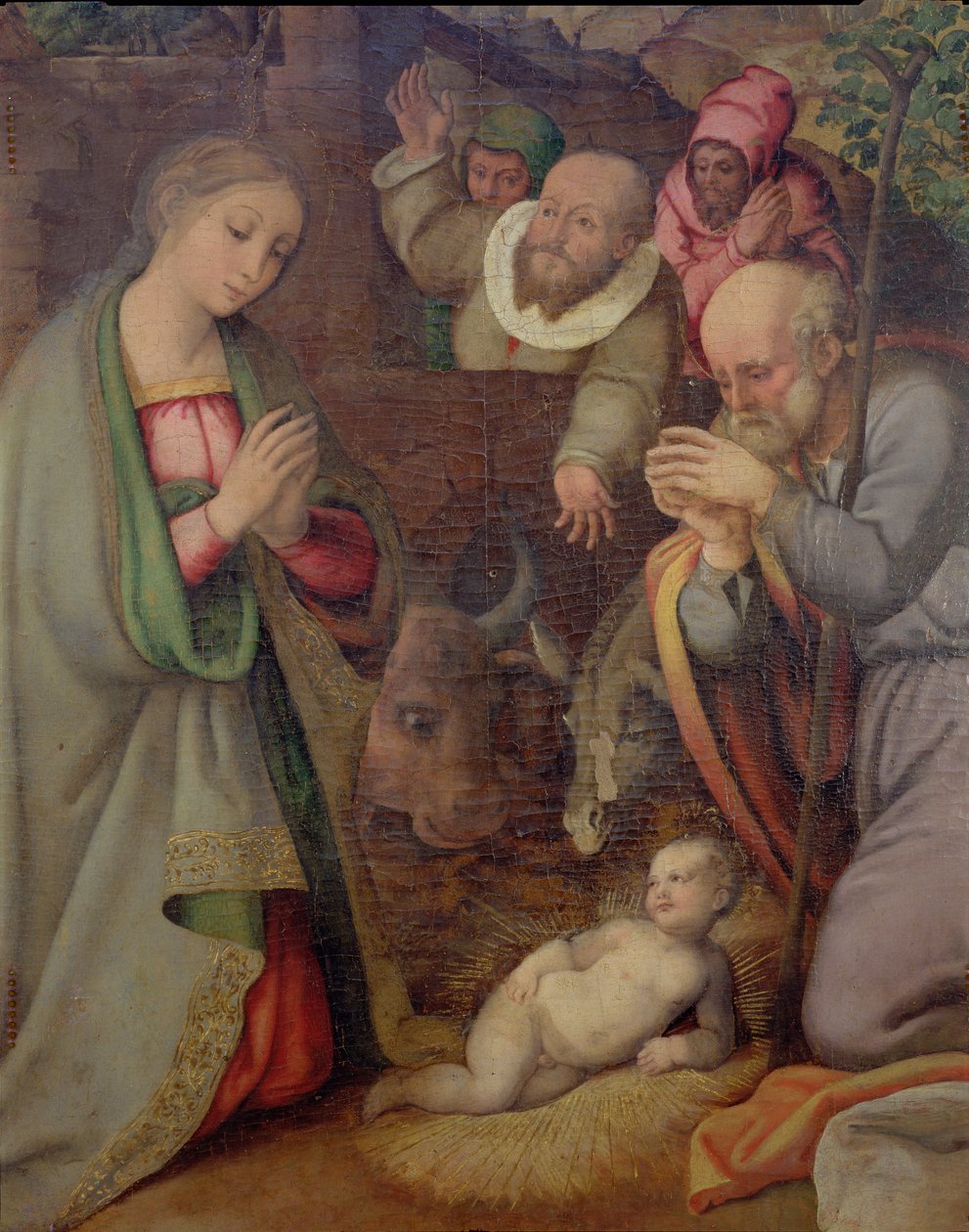 De Geboorte, detail van een polyptiek door Giovan Filippo Crescuolo