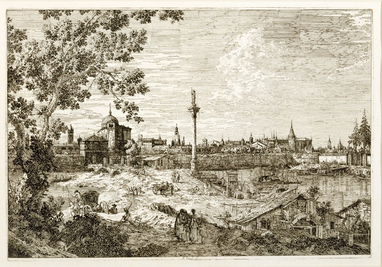 Denkbeeldig uitzicht op Padua door Giovanni Antonio Canal
