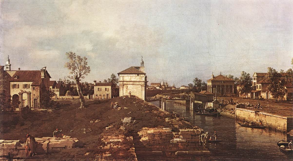 Het Brenta-kanaal bij Padua door Giovanni Antonio Canal
