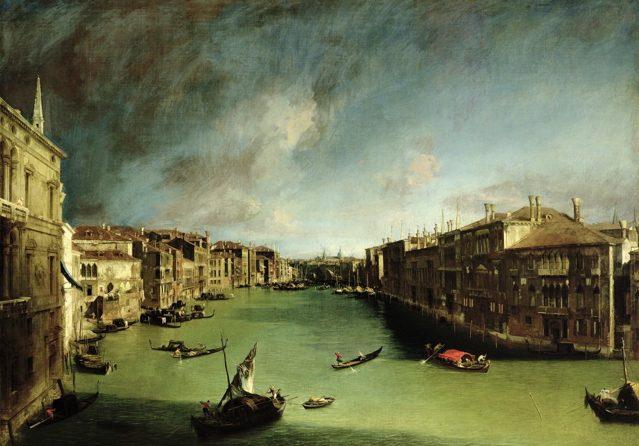 Het Grote Kanaal, uitzicht op het Palazzo Balbi richting de Rialtobrug, 1724 door Giovanni Antonio Canal