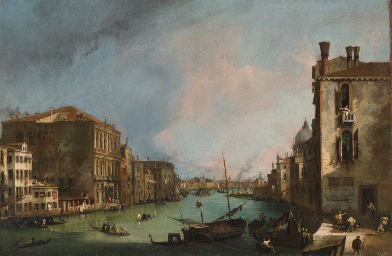 Het Groot Kanaal in Venetië met het Palazzo Corner Canale Grande door Giovanni Antonio Canal