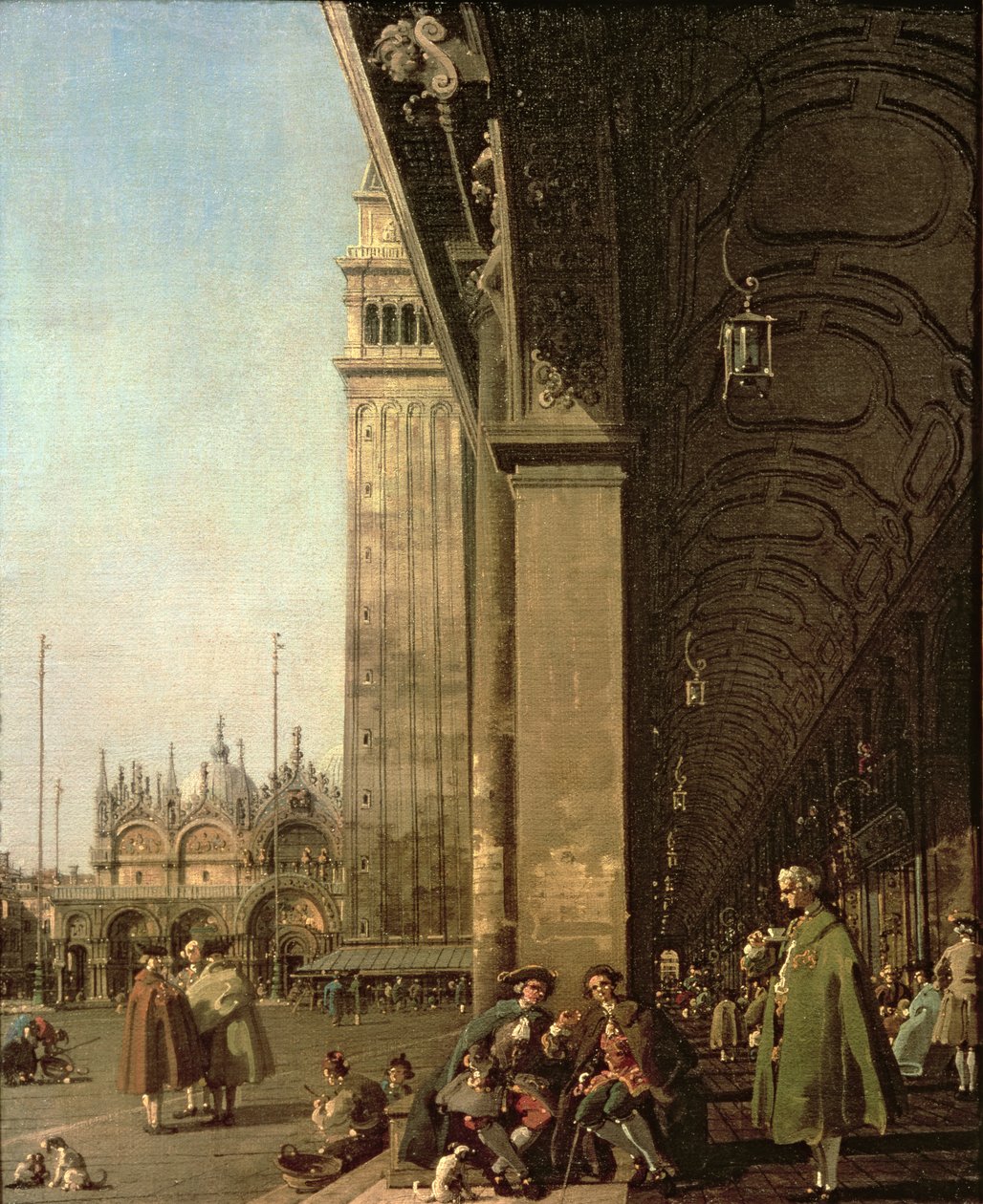 Venetië: Piazza di San Marco en de zuilengalerij van de Procuratie Nuove door Giovanni Antonio Canal