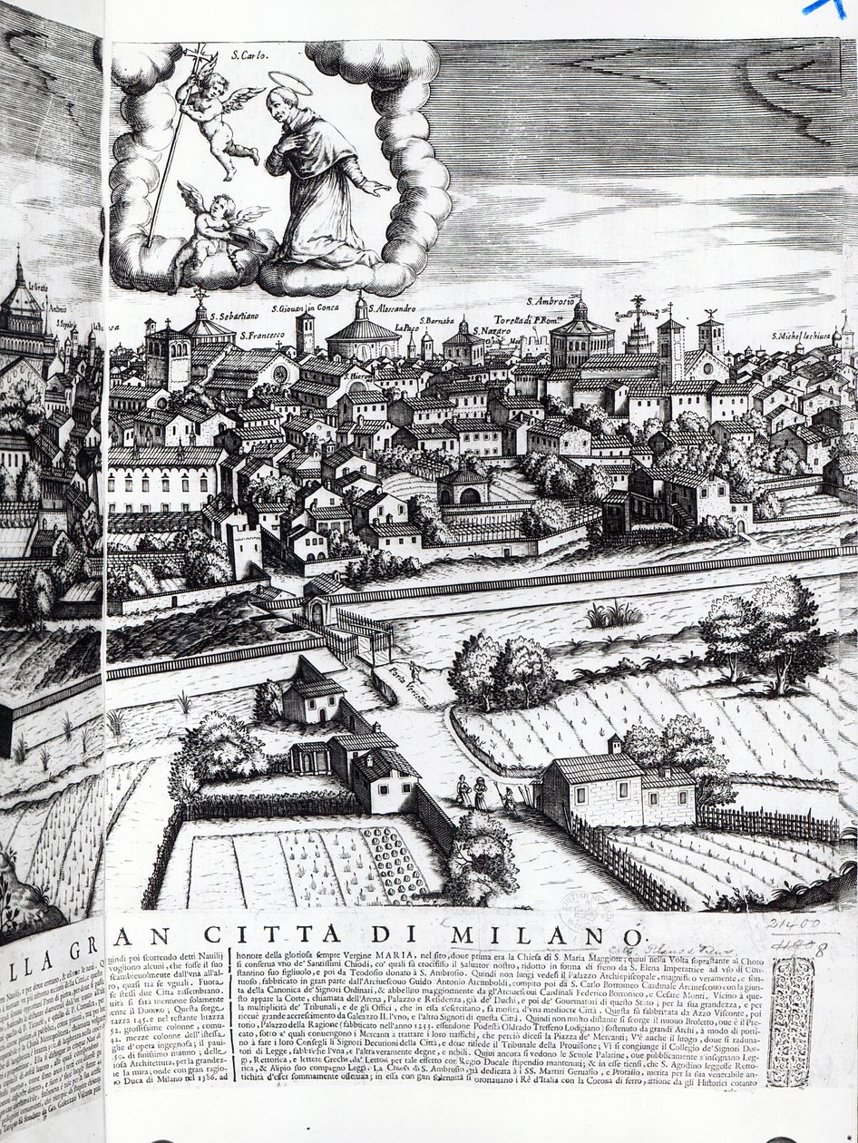 Een deel van een kaart van Milaan, 1640 door Giovanni Battista Bonacina