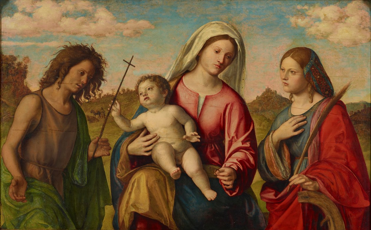 Maagd en Kind met St. Catharina en St. Johannes de Doper, ca. 1515 door Giovanni Battista Cima da Conegliano