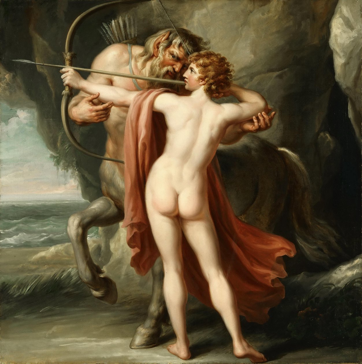 Chiron onderwijst Achilles in de boogschieten door Giovanni Battista Cipriani