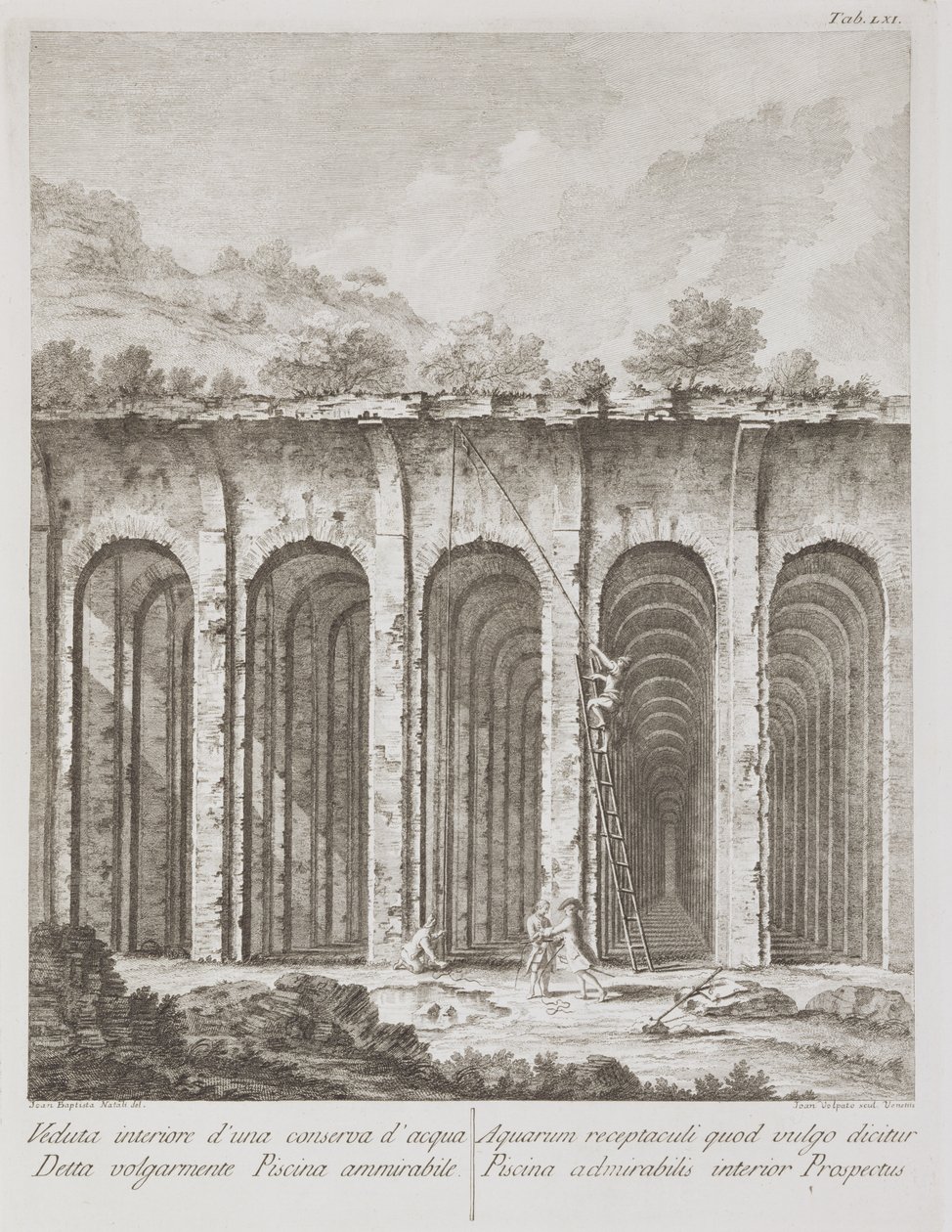 Piscina Mirabilis, uit Avanzi della Antichita esistenti a Pozzuoli, Cuma, e Baja door Paulo Antonio Paoli, gegraveerd door Giovanni Volpato (1735-1803) door Giovanni Battista III Natali