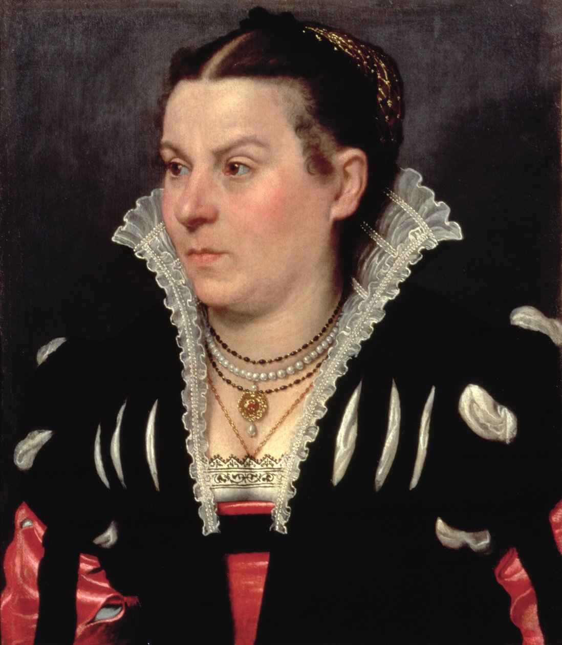 Portret van een dame door Giovanni Battista Moroni