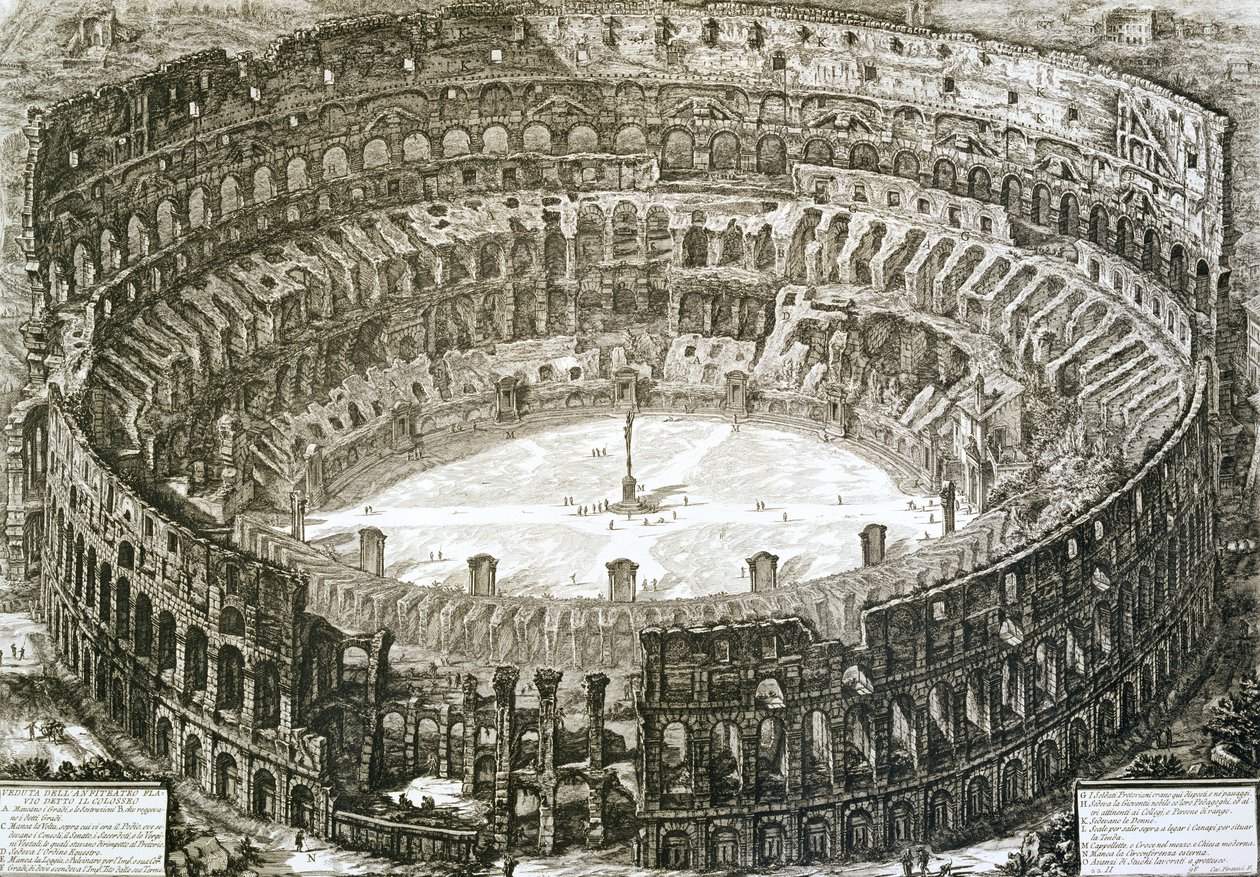 Luchtfoto van het Colosseum in Rome uit 