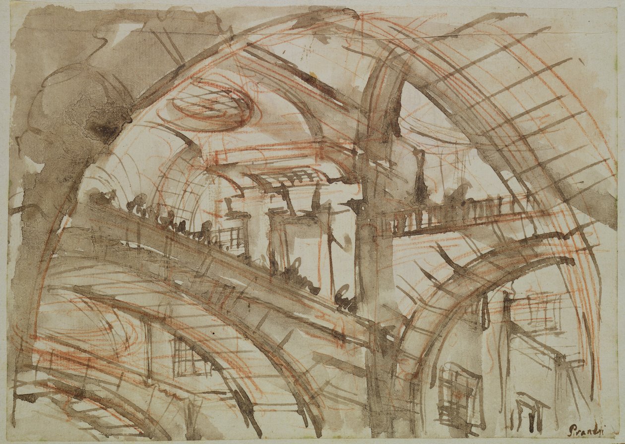 Tekening van een denkbeeldige gevangenis door Giovanni Battista Piranesi