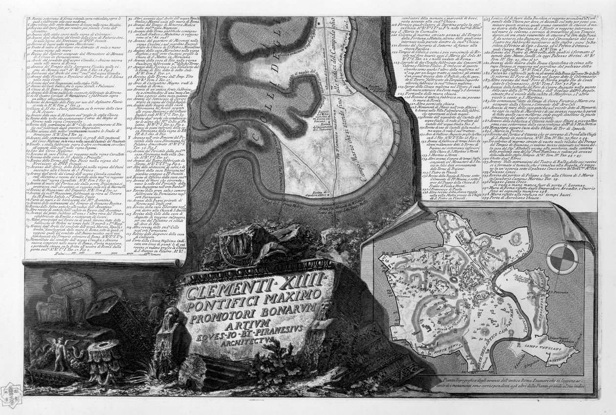 Kaart van Rome, deel 2 door Giovanni Battista Piranesi
