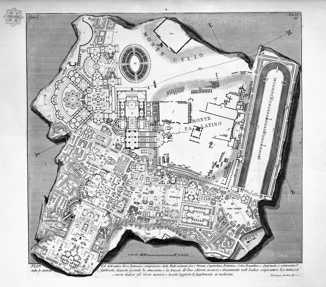 Kaart van het Forum Romanum door Giovanni-Battista Piranesi