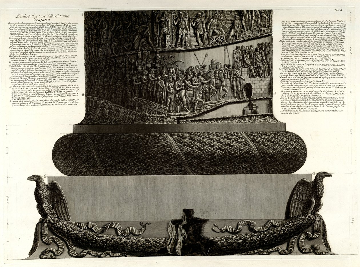Piedestallo, en basis van de Zuil van Trajanus door Giovanni Battista Piranesi